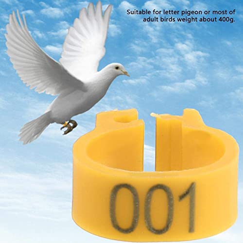 100PCS/Bag 8MM Plastic Pigeon Bands Rings, 001-100 Numbered Plastic Pigeon Bird Leg Bands Rings with Number(Yellow)