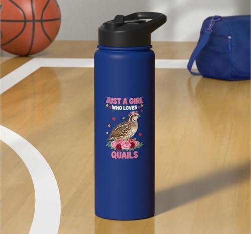 Bird, For The Girl Who Adores Quails Stainless Steel Insulated Water Bottle - color: Royal Blue