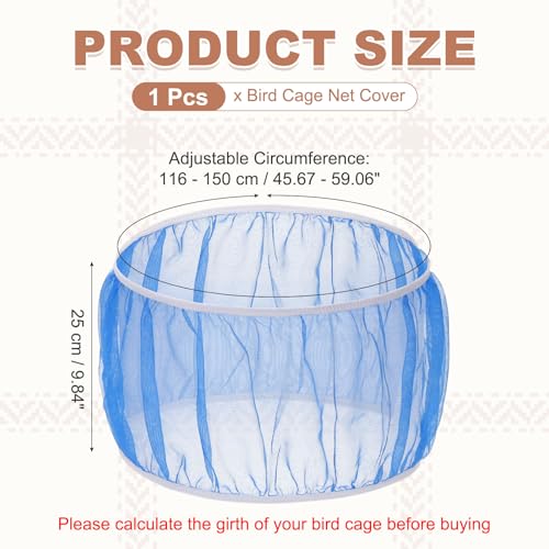 Bird Cage Seed Catcher, Bird Cage Net Cover Seeds Guard, Universal Birdcage Accessories, Blue, Circumference 45.7"-59.1", Height 9.8" for Parrot Cockatiel Enclosures - color: Blue, size: Circumference 45.7"-59.1", height 9.8"