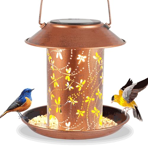 Bird Feeders for Outdoors Dragonfly Solar Lanterns Outdoor Waterproof Garden Decor Birthdays for Women Mom Grandma Metal Solar Decoration Outside LED Lanterns for Yard, Patio | Garden Decor Birthdays for Women Mom Grandma Metal Solar Decoration Outside LE