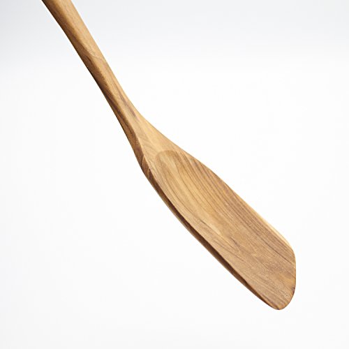 FAAY 13.5" Right-Hand Teak Spatula for Wok - Extra Wide 3.15" Head, Thin Edge Turner for Nonstick Pans, Coconut Oil Finish, Thai Handcrafted Wood - size: 13.5 Inch Stir Fry - RIGHT
