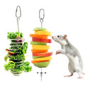 Rat Toys 2 Pack Cage Accessories, 304 Stainless Steel Veggie Fruit Slow Feeder Hanging Holder, Rodent Toys Foraging Enrichment Stuff for Bird, Fancy Mice, Hamster, Guinea Pig, Chinchilla Squirrel