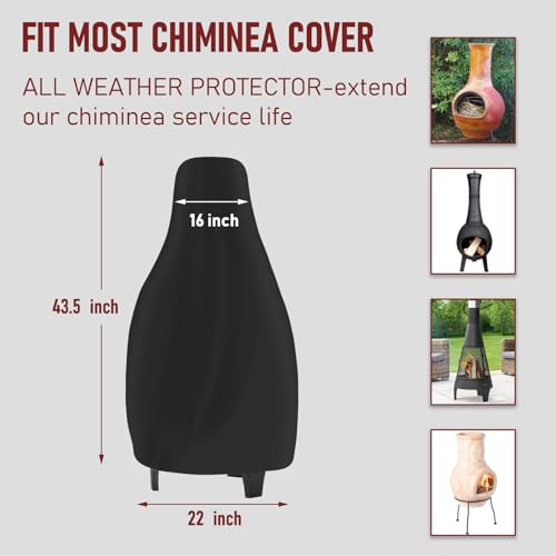 Chiminea Cover Outdoor Waterproof Chiminea Fire Pit Cover Heavy Duty Durable Chiminea Protection Cover with Drawstring Black (Black, 22D x 44H in) - color: Black, size: 22D x 44H in