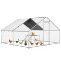 Large Metal Chicken Coop with Roosting Ladder, UV-Resistant and Waterproof Cover, Outdoor Walk-in Cage Hen House for Yard Farm Rabbit Duck Chicken Run, Spire Roof (13.1'W x 9.8'L x 6.4'H)