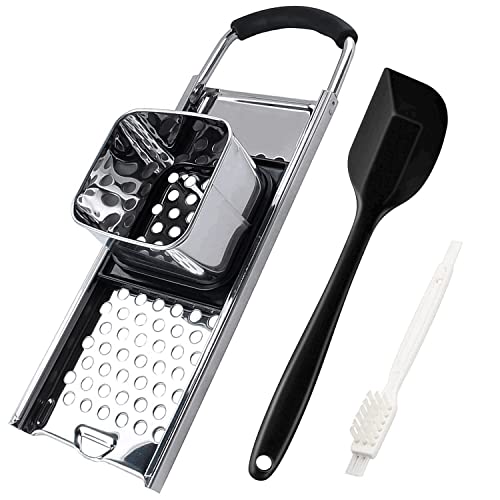 Premium Grade Stainless Steel Spaetzle Maker with Comfort Grip Handle, Homemade Traditional German Egg Noodle Dumpling Making Tool Set with Large Silicone Spatula & Cleaning Brush - color: Spaetzle Maker & Spatula