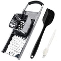 Premium Grade Stainless Steel Spaetzle Maker with Comfort Grip Handle, Homemade Traditional German Egg Noodle Dumpling Making Tool Set with Large Silicone Spatula & Cleaning Brush - color: Spaetzle Maker & Spatula