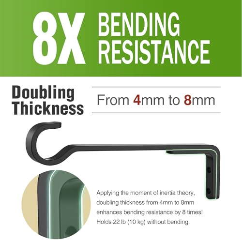 Saffruff 8 Inch 2 Pack Black Heavy Duty Outdoor Plant Hangers, Iron Hanging Plant Brackets for Hanging Plants Outside, Metal Plant Hooks Plant Wall Hooks for Hanging Lantern, Bird Feeder - color: Black, size: 8 Inches