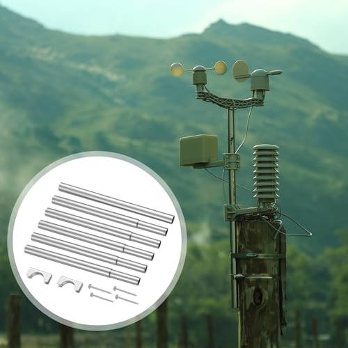 Landhoow Outdoor Weather Station Pole Mounting Kit Anemometer Mounting Pole Universal Mount Brackets for Grassland Wall Eave Roof