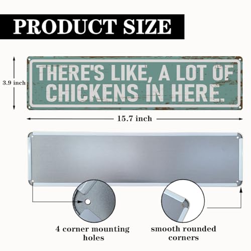 Rustic Farmhouse Style Chicken Coop Sign, Metal Outdoor Chicken House Signs, There's like a lot of chickens in here, Retro Metal Tin Sign, Farmhouse Decor, Backyard Hen House Gift 15.8x4 Inch - color: Farmhouse 16