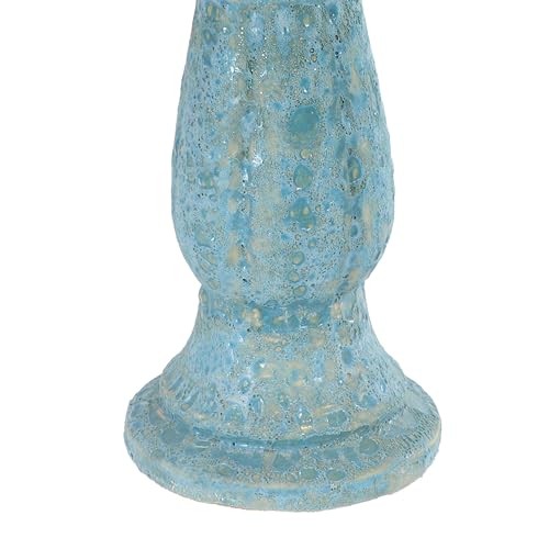 Sunnydaze Ceramic Bird Bath for Outdoors, 18” H, Blue Lava Distressed | UV-Resistant, Glazed Finish, Pedestal Bird Bath Holds Up to 10 Cups of Water, Easy Assembly, Sturdy Bird Bath for Outside - style: Blue Lava Distressed