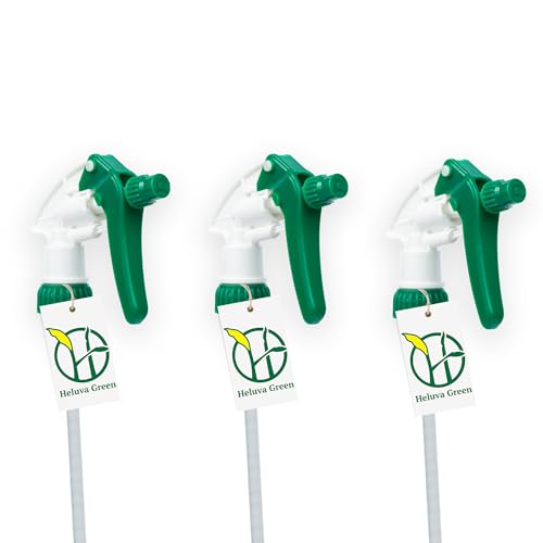 Heluva Green Spray Bottle Nozzle Replacement Tops, Green 3 Pack | Heavy-duty trigger sprayer tops for commercial and home cleaning. Fits 8/16/24/32 oz plastic & glass bottles. - color: Green, size: 3 Pack
