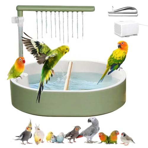 Parrot Bathtub Bird Automatic Bath Shower,Large Bird Shower Fountain Indoor Bathtub with Running Water, Contains USB and Pump,for Pet Birds, African Grey, Cockatiel, Conure, Budgie, Lovebird(Fashion) - color: Fashion