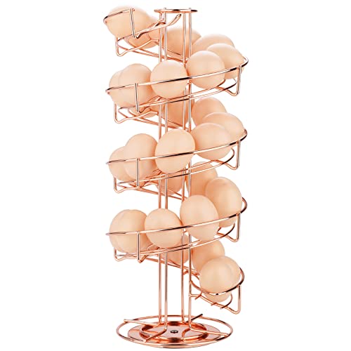 Toplife Spiral Design Metal Egg Skelter Dispenser Rack, Storage Display Rack, Rose Gold - color: Rose Gold
