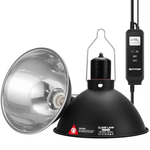 8.5" Reptile Heat Lamp Fixture with PID Dimming Thermostat, Independent Day Night Temperature Control, MAX 150W (Bulb Not Included) - size: 8.5 INCH
