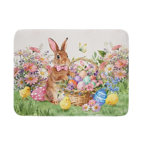 Easter Rabbit Eggs Dish Drying Mat for Kitchen Counter 18x24 Inch Spring Flowers Large Microfiber Dish Drainer Rack Mats - color: Colorful Easter Bunny, size: 24" x 18"