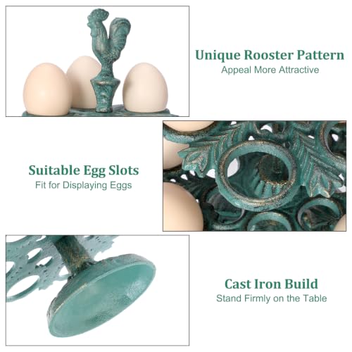 Cast Iron Egg Holder Countertop -12 Eggs Storage Display Rack(Patina Green) | Heavy Duty Egg Holder for Kitchen Dinning Decor & Easter Eggs Display, Retro Egg Rack - color: Patina Green