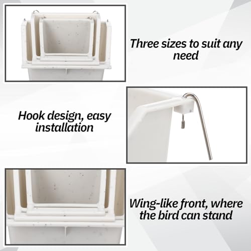 LemonRoad 3 Pcs Bird Cage Feeders Winged Plastic Cup Universal Cage Waterer Food Dishes Bowl Pet Supplies Accessories for Small Bird(Milky White)
