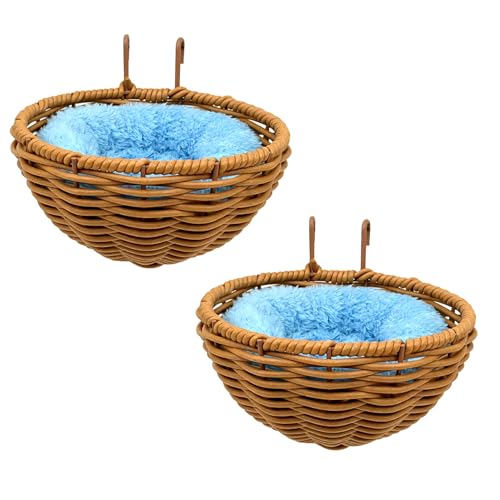 Rattan Bird Nest for Cage，2PCS Hanging Parrot Breeding Nesting House | Washable Soft Warm Sleep Hut Bird Cage Accessories for Cockatiels Budgerigars Finches Canaries - style: Semicircle