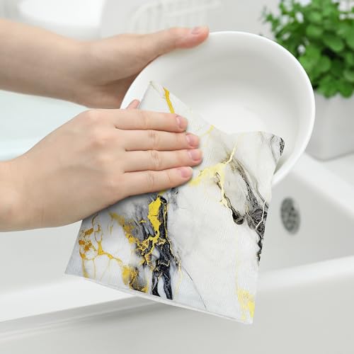Black Gold Kitchen Towels Set of 2 Marble Decorative Tea Towel | Soft Absorbent Hand Towel,Cute Dish Towels for Kitchen Drying Bathroom Bar Decor,Housewarming Gifts for Women - color: Black Gold