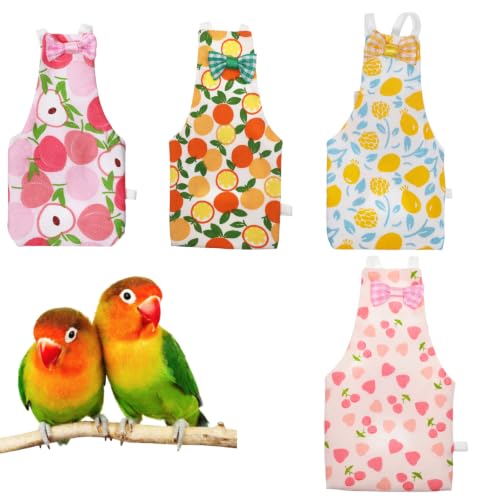 4 Pcs Bird Diapers, Parrot Diaper Reusable | Waterproof Lining, Washable for Cockatiel Budgie Lovebird Parakeet Canary, 4.72x2.64 Inches (Colorful)