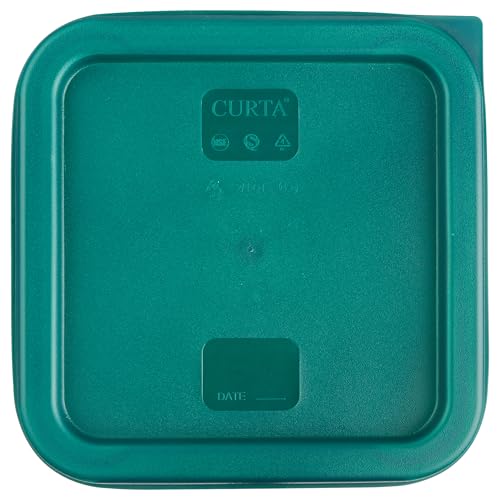 4 Pack Food Storage Container with Green Lid - NSF Commercial Grade in 4.0 Qt - Square, Clear, Polycarbonate - color: 4.0 Qt 4-Pack(Green Lids)