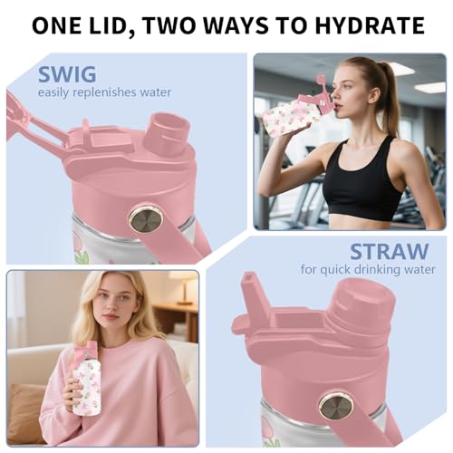 Tulip Gift for Women, 26oz Water Bottle with Handle for Girl Friends - color: Tulip-Pink