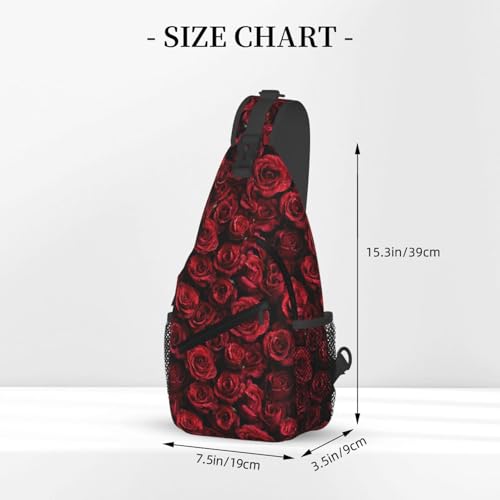 Rose Sling Bag for Women, Crossbody Bag Red Floral Sling Backpack for Men, Casual Shoulder Bags Lightweight Gym Outdoor Sports Travel Hiking Fishing Daypack - color: Rose