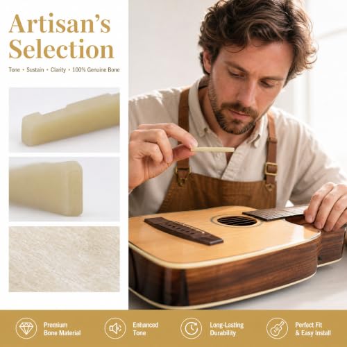 Miwayer 6 String Acoustic Guitar Unbleached Bone Saddle, Guitar Bridge Saddles, Cut from Whole Bones, 72x3x9mm (6 String Acoustic Saddle 72mm 2 Pack) - color: 6 String Acoustic Saddle 72mm 2 Pack