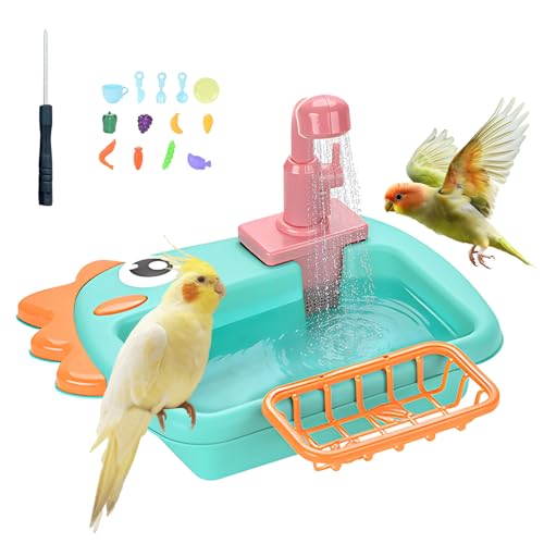 Automatic Bird Shower & Parrot Bath Fountain – Cage Mountable Parrot Shower Box for Cockatiels, Budgies, Conures & Lovebirds - color: Green