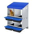 Chicken Nesting Boxes, Heavy-Duty 8-Compartment Metal Chicken Nesting Box – Removable Tray, Ventilation Holes, Easy Egg Collection, Rustproof Galvanized Steel - Blue - 4 - Slot - color: Blue, size: 4 - Slot - Upgraded Version