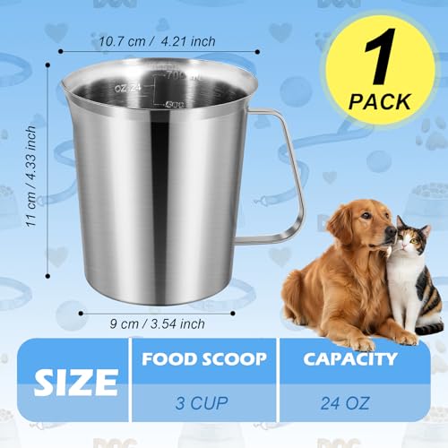 3Cup Dog Food Scoop Stainless Steel Dog Food Measuring Scoop,3 Cup Scoop for Cat or Bird Foods - size: 3 Cup