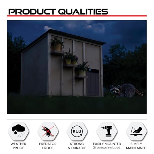 RUN-CHICKEN Door Giant – Large Automatic Poultry Coop Door for Ducks & Turkeys, Not for Chickens, Battery Powered/Solar Compatible, Heavy-Duty Aluminum, Predator Proof, Easy Install (Gray)