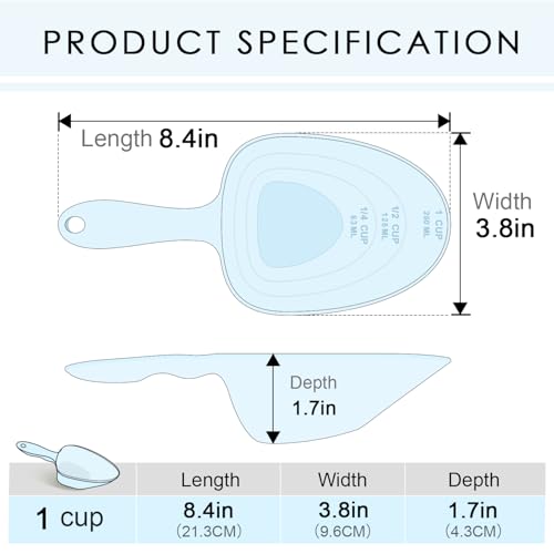 Melamine Pet Food Measuring Scoop, 1 Cup 1/2 Cup 1/4 Cup with Clear Measurement Lines for Dog, Cat, Bird, and Rabbit, Durable, Ergonomic Handle, Dishwasher safe-Baby Blue & Baby Pink - color: Baby Blue, Baby Pink