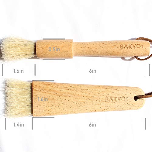 Pastry Brushes With Natural Wood and Bristles,Baking Brushes,Cooking Brushes,Food Brushes,Round and Flat,2 Pack