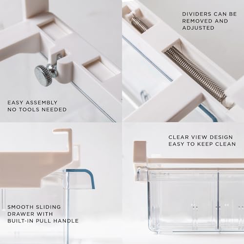 BINO | Pull-out Fridge Organizer | THE HANGER COLLECTION | Fridge Drawer Organizer with 2 Dividers | Clear Pantry Drawer Organizers | Shelf Holder Storage Drawers for Fruits, Veggies & Drinks