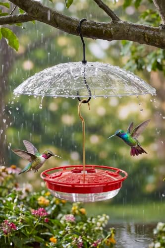Hummingbird Feeder with Rainproof Dome, 16oz Nectar Feeder 11.8" Rain Guard Weatherproof Ant Moat Easy Fill & Clean Hanging Leak-Proof BPA-Free - size: 1 Pack with Rain Dome