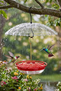 Hummingbird Feeder with Rainproof Dome, 16oz Nectar Feeder 11.8" Rain Guard Weatherproof Ant Moat Easy Fill & Clean Hanging Leak-Proof BPA-Free - size: 1 Pack with Rain Dome