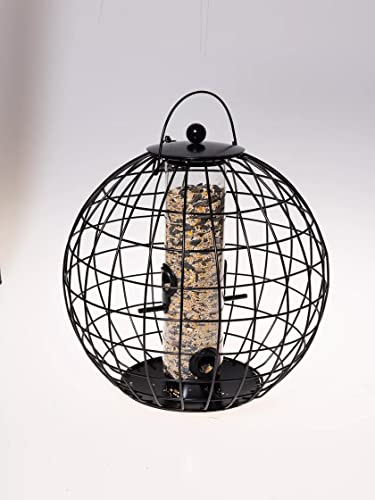 Gardener's Supply Company Globe Cage Bird Feeder | Outdoor Sturdy and Squirrel Proof Hanging Cage | Best for Finches Hummingbirds Nuthatches and Other Small Birds - Holds 3 Cups of Seeds