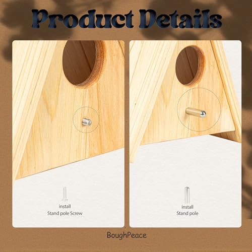 Wooden Bird Houses for Outside Hanging Birdhouses Nest Bluebird House for Cardinals Finch Wren Swallow for Garden Viewing 8 - size: 7inch × 5.8inch × 7.5inch
