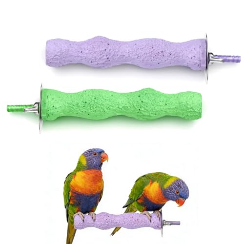 Bird Beak Grinding Stone, 2 Pcs Parrot Resin Beak Grinder Stones Anti-Slip Parakeet Nail Trimming Stick Platform Foot Claws Trimmer for Parrot Cage Accessories