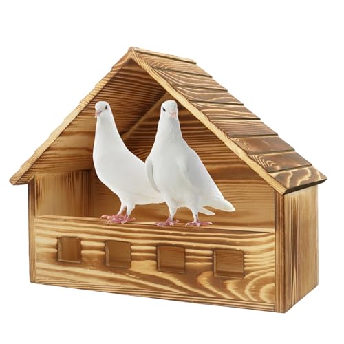 Mourning Dove Nesting Box - 11.42"x6.30"x10.63" Carbonized Cedar Bird House, Outdoor Wooden Birdhouse for Doves & Small Birds to Nest, Thoughtful Gift for Bird Lovers