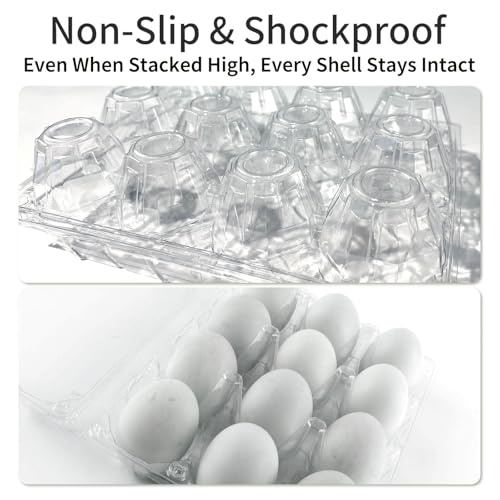40 Pack Duck Egg Cartons 12 Count Cheap Bulk, Plastic Duck Egg Tray | for Duck & Turkey Eggs, Reusable, Clear, for Family, Small Farm, Backyard Coop & Egg Sellers