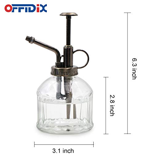 Transparent Glass Plant Mister Spray Bottle Fine Mist Bottle 6.7 oz | Clear Plant Mister with Plastic Bronze Top Pump, Vintage Small Watering Can for Indoor Plants, Plant Lover Garden Cleaning - color: B-Transparent