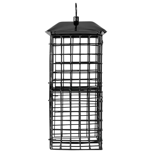 Wild Wings Metal Suet Cage Feeder for Outdoor Décor Wild Bird Feeders, 4 Suet Cakes Capacity, Hanging Suet Feeder, Black