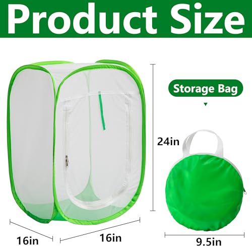 16" x 16" x 24" Pop Up Garden Mesh Plant Cover, Plant Protectors Mesh Plant Enclosure, Garden Net Cage Pest Protection Guard Tent with Storage Bag for Protect Plant Vegetable Fruit from Birds Insects - color: 16 X 16 X 24 Inch
