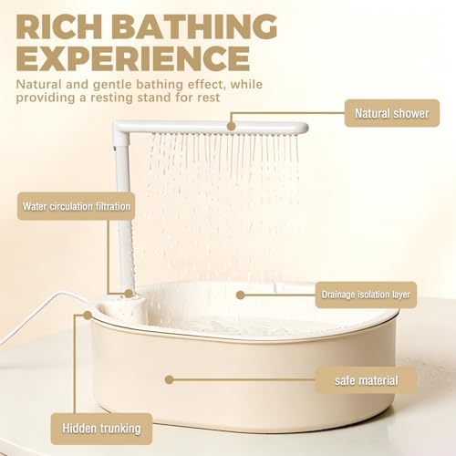 Parrot Bathtub,Bird Shower Parakeet Bath for Cage with Adjustable Water Flow Control Valve, Contains USB and Pump,Tarpaulin,for Pet Birds,Cockatiel,Budgie,Suitable for Many Kinds of Birds(White) - color: white