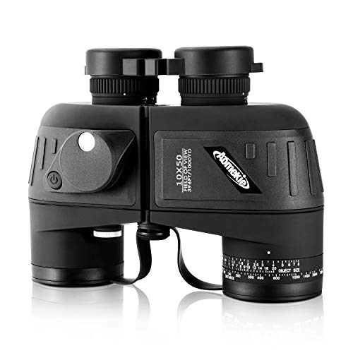 AOMEKIE 10x50 Waterproof Marine Binoculars for Adults with Rangefinder Compass BAK4 Prism FMC Lens for Birdwatching Hunting Boating Fishing Water Sports(Black) - color: Black