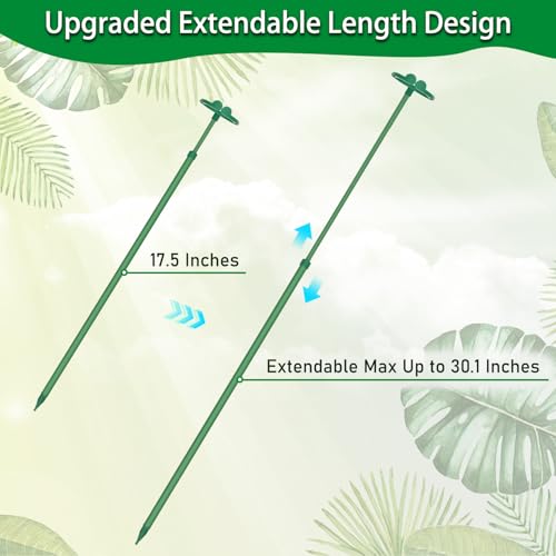 Extendable Plant Stakes,Length Scalable From17.5to30.1IN Plant SupportStake | 7Pack Orchid Sticks with Clips for Indoor Outdoor,Garden Stakes for Plant, Tomato, Vegetables, Monstera, Vine, Potted Plants - size: 30.1Inches 7Pack