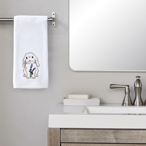 SKL Home Easter Bunny Lop 100% Cotton Embroidered 2pc Hand Towel Set, Decorative for Bath/Kitchen/Bar & Gift, White - color: Bunny Lop
