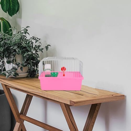 BESPORTBLE Portable Bird Carrier Travel Cage with Perch Food Box Water Dispenser Lightweight Small Bird Cage for Parrots and Lovebirds 9.29X6.57X6.29In - color: Pink